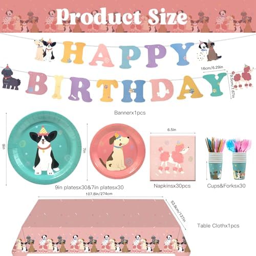 182Pcs Pet Dog Birthday Party Decorations,Serve 30 Guests - Image 2