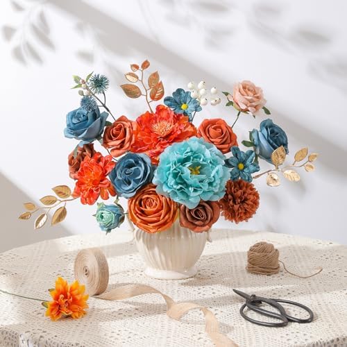 Floweroyal Artificial Flowers Fake Rose Flowers Dahlia with Stems for DIY Wedding Bridal Bouquets, Baby Shower, Floral Arrangement, Table Centerpieces, Home Decorations - Image 4