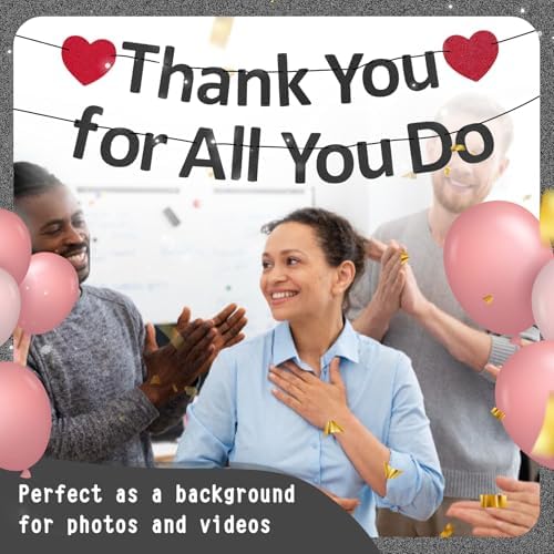 Thank You Banner Staff Appreciation Banner for Employee Appreciation Decorations Teacher Thanks Volunteer Events Office School Organization Thank You Parties (Black) - Image 7