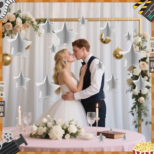 70 Pcs Silver Star Centerpieces for Tables Silver Party Birthday Decorations Sparkle 3D 2025 Graduation Star Table Decor 3 Sizes 8" 5" 3" Christmas Bridal Shower Red Carpet Film Show Theme Party - Image 6