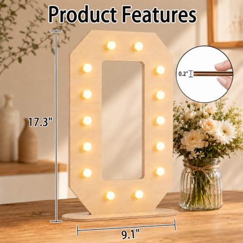 Pooqla 10th Birthday Decorations, 17.3 in Tall Wooden Light Up Numbers 0 - Image 4
