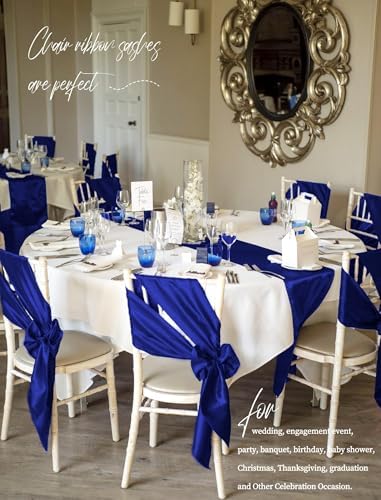 fani 120 PCS Satin Chair Sashes, 7x78 Inch, Royal Blue - Image 5