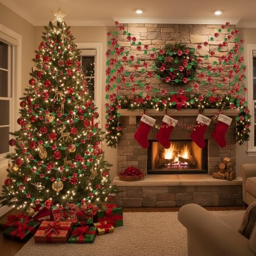 Outus 10 Pieces Red, Green Round Dots Garland Party Hanging Decor - Image 5
