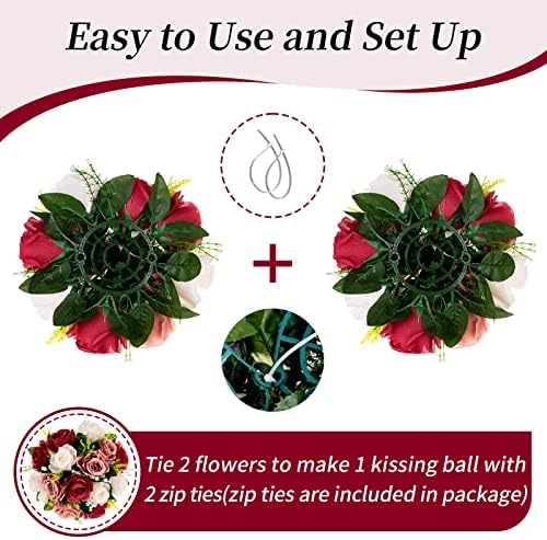 BLOSMON Artificial Rose Flower Centerpieces Decoration for Table: 2 Pcs - Image 3