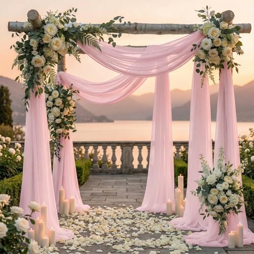 Pack of 2 Wedding Arch Drape Panel Fabric 30" x 100ft - Blush Pink - Image 4