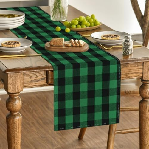 Artoid Mode Green and Black Buffalo Check Summer Table Runner 13x90 Inch - Image 3