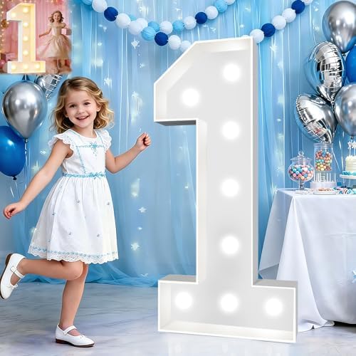 Pooqla 3 FT Marquee Numbers, Light Up Number 1 1st Birthday Decorations by Pooqla