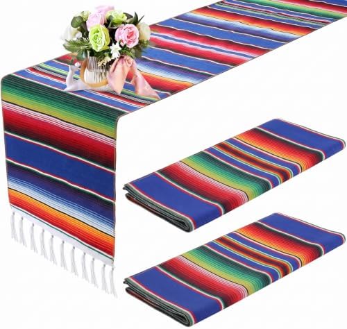 Tegeme 2 Pcs Mexican Table Runners 14 x 84 Inch Cotton,Elegant Style by Tegeme