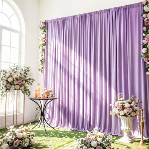 Lavender Backdrop Curtain - 10x10FT Back Drop Curtains for Parties Wrinkle-Free Soft Polyester Backdrop Wedding Decoration Photoground Backdrop Stain-Resistant for Back Drop Stand, 2 Panels by HAEFOOPartyDecorations