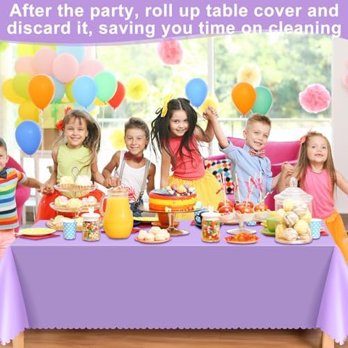 NatNarr 6 Pack Light Purple Tablecloths, Plastic Lavender Table Cloths - Image 5