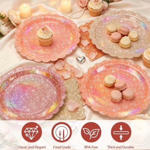 Iridescent Orange Party Plates and Napkins Supplies for Fall Parties 40 Set - Image 4