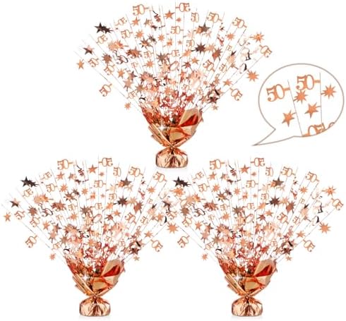 3 Pcs 50th Rose Gold Birthday Decoration 50th Table Centerpiece by CraftyDream