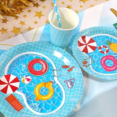 Recheel Pool Party Decorations Plates Set, Summer Pool Party Supplies - Image 2