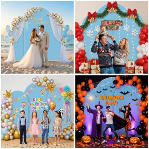 3PCS Metal Arch Backdrop Stand,6+6.6+7.2FT with Covers,Balloon Arch Stand - Image 2