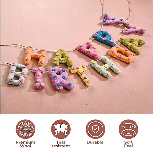 Folkulture Happy Birthday Garland, Party Garland for Wall Décor - 72 Inches - Image 3