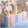 THARAHT Tulle Table Skirt 14FT 420CM Long for Rectangle Tables Round Tables Ruffle Desk Skirt for Princess Girls Birthday Party Cake Dessert Decorations Table Skirt by THARAHT