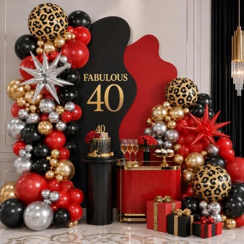 Cheetah Print Balloon Arch Garland Kit for Red Black Gold Leopard Birthday - Image 5