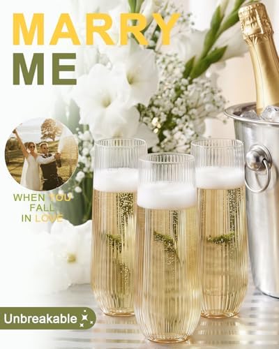 24 Pack Plastic Champagne Flutes, 9 Oz Disposable Wine Mimosa Glasses - Image 2