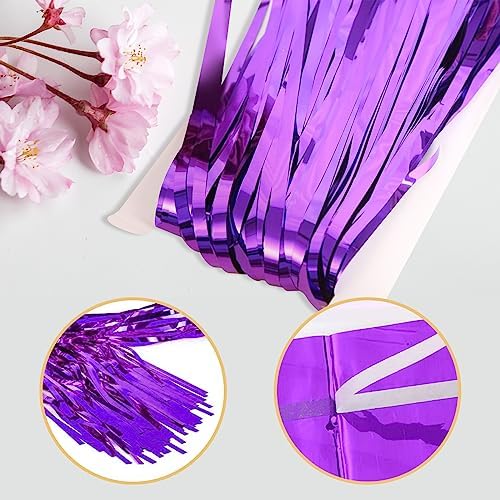 10 Pack Purple Backdrop Curtain 3.2ft x 8.2ft Metallic Tinsel Foil Fringe Curtains Photo Booth Background for Birthday Party Decoration Baby Shower Engagement Wedding Christmas Decoration (Purple) - Image 4
