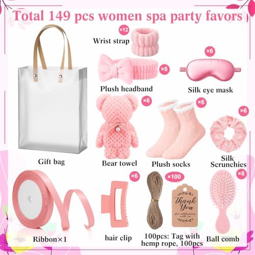 6 Set Spa Gifts for Women Bulk Sleepover Party Favors, Pink - Image 2