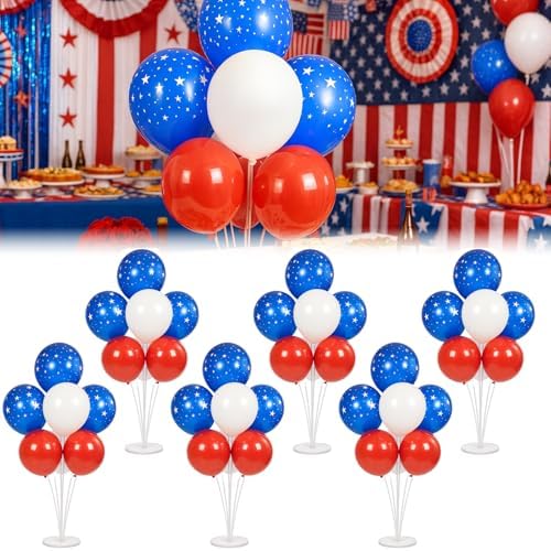 6pcs American Flag Balloon Stands Kit Table Centerpiece Table Decorations for Presidents' Day Anniversary Birthday Wedding Graduation Retirement Party Decorations (Red, White, Blue Flag) by Unknown