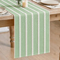 Artoid Mode Sage Green Farmhouse Dashed Stripe Table Runner, Seasonal Holiday Spring Boho Rustic Kitchen Dining Table Decoration for Home Party Decor 12x90 Inch by ArtoidMode