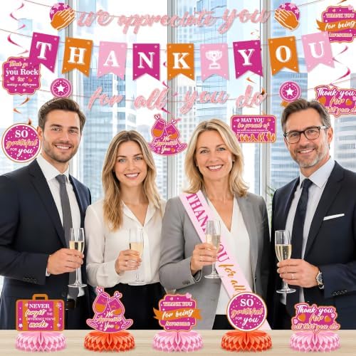 Hot Pink Orange We Appreciate You Party Decorations for Women Thanks Party - Image 6