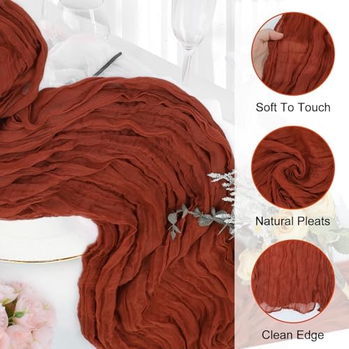 8 Pack Terracotta Cheesecloth Table Runner 21x120 Inch Boho Gauze 10FT Long - Image 5
