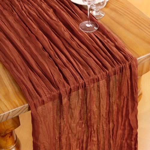 DeZerlor Terracotta Cheesecloth Table Runners 10 Pack Fall Runners - Image 2