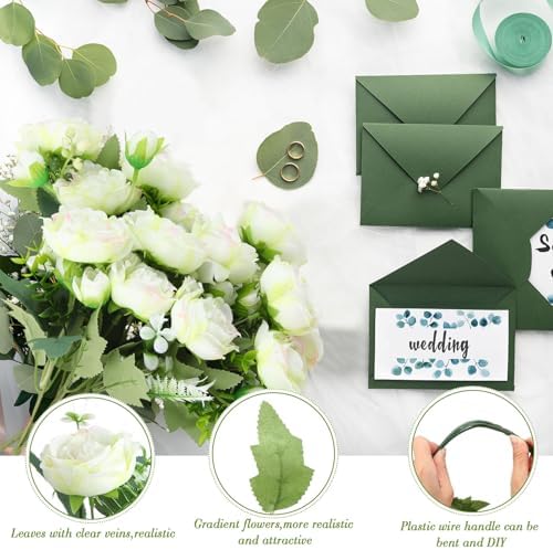 Geosar 16 Bundles Artificial Peonies Flowers,Green - Image 3