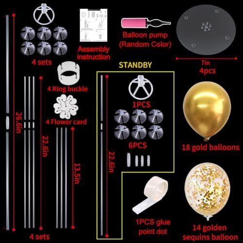 TONIFUL 4 Set Gold Balloon Stand Balloon Centerpieces for Table Decoration - Image 2