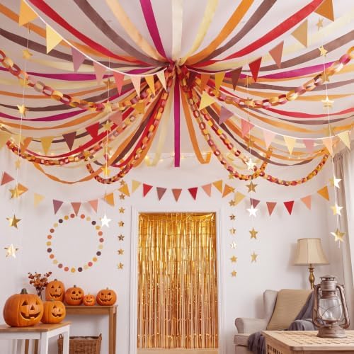 Fall Paper Chains Garland 574 ft Crepe Streamers for Party Decor - Image 2
