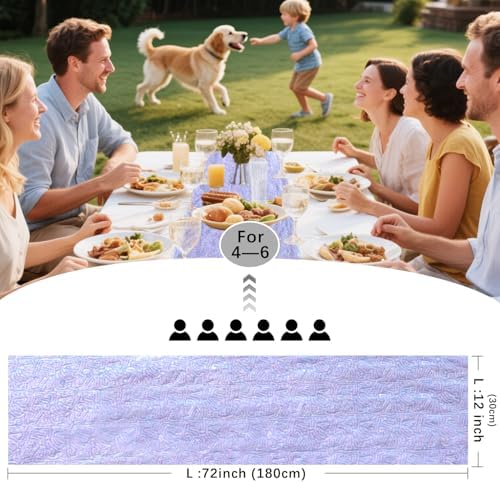 VHH 10 Packs 12 x 72 inches Mermaid Purple Sequin Table Runner - Image 5