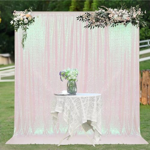 PartyDelight Iridescent White Sequin Backdrop 6x6ft Shimmer Photo Curtain - Image 5