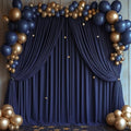 ESGOTBME 10x10ft Wrinkle Free Navy Blue Backdrop Curtain for Parties Soft Fabric Drapes Wedding Blue Curtain Backdrop for Birthday Party Decorations Background for Photography 5x10ft, 2 Panels by ESGOTBME