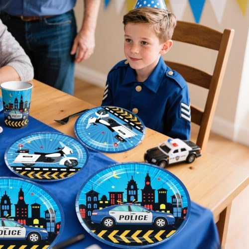 189pcs Police Birthday Decorations Tableware Set, for 25 Guests - Image 5