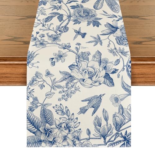 Artoid Mode Peony Azalea Sketchy Spring Table Runner Home Decor 13x36 Inch by ArtoidMode