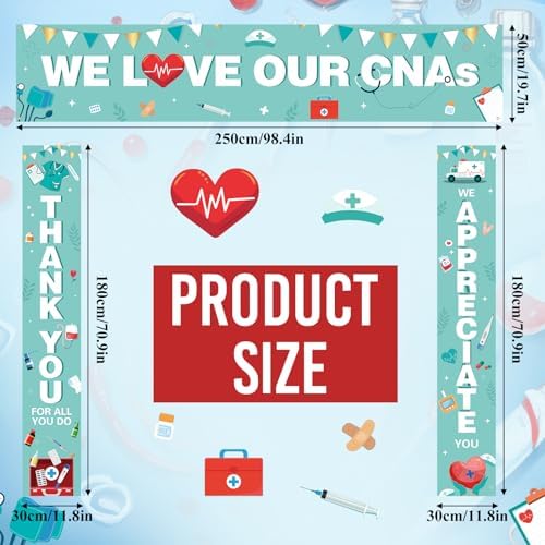 Smoothnovelty 3 Pcs Teal We Love Our CNAs Banner - Image 3