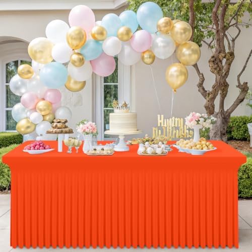 Smiry 2 Pack Spandex Elastic Fitted Table Cloth Skirt for 8FT Table - Image 6