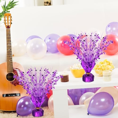 Crowye 3 Pieces Metallic Foil Spray Centerpiece Birthday Table Decoration Star Burst Centerpieces Graduation Table Decor for Birthday 2026 Party Holiday(Purple) - Image 6