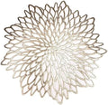 Snowkingdom 6 Pack Gold Placemats Metallic Pressed Vinyl Round Leaf Plastic Dinning Table Place Mats Fancy Decorative for Wedding Christmas Thanksgiving Holiday Spring Outdoor by Snowkingdom