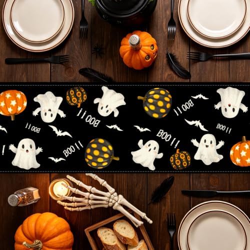 Halloween Ghost Pumpkin Table Runner for Table Decoration 13x72 Inches - Image 4