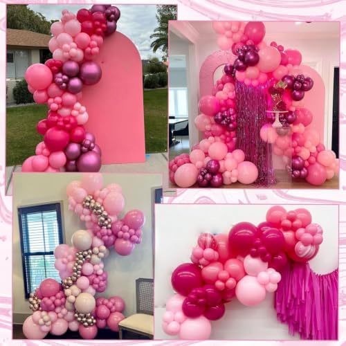 Pink Balloon Arch Kit, 112 PCS Pink and Hot Pink Pastel Pink Metallic Balloons Garland with Explosion Star Heart Foil Balloons for Girls Birthday Bridal Valentine's Day Princess Party Decorations - Image 6