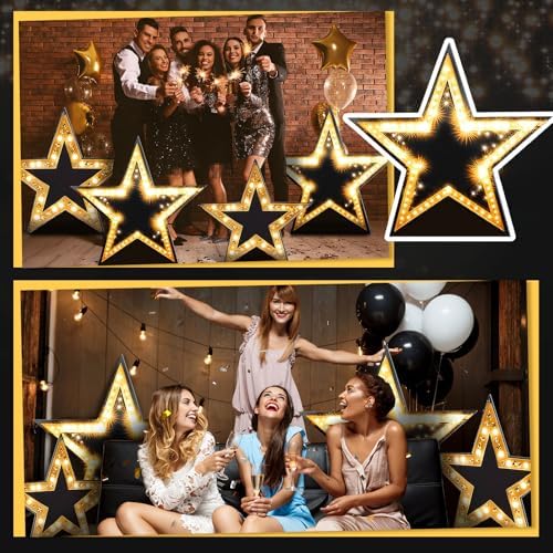 Leinuosen 6 Pcs 25.8"-31.5" Star Starry Night Movie Night Party Decorations Graduation Under the Stars Cardboard Cutout Stand-up Prom Award Homecoming Wedding Birthday Party Photo Prop Backdrop Decor - Image 3