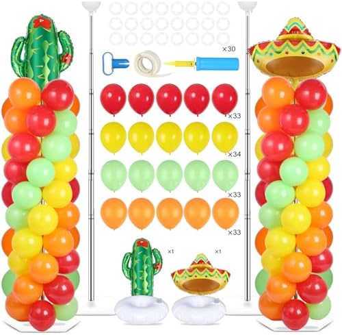 2 Sets Mexican Fiesta Balloon Column Stand Adjustable Cactus Balloon Decor by Naozinebi