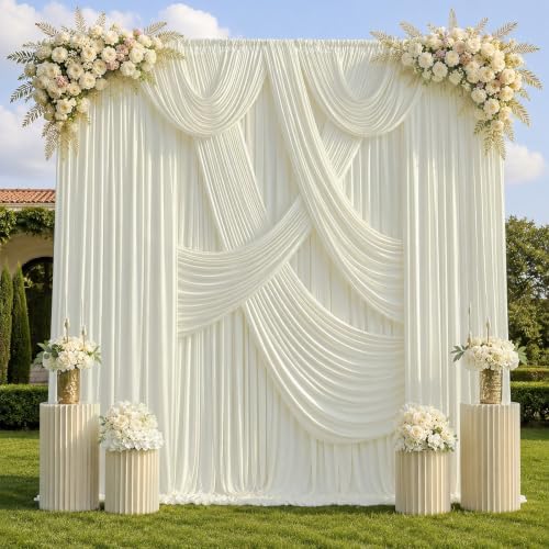 50x10 FT Ivory Backdrop Curtains for Weddings, Parties and Photo Booths by Unknown