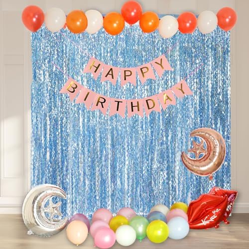 4 Pack Wavy Blue Tinsel Fringe Backdrop Streamers Backdrop Sparkle - Image 6