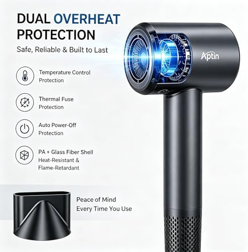 Ultra-Fast Drying High Speed Ionic Hair Dryer 110, 000 RPM, 200 Million Negative Ions for Frizz Reduction, Overheat Protection, Low Noise, Magnetic Concentrator, No Heat Damage, Lightweight - Image 4