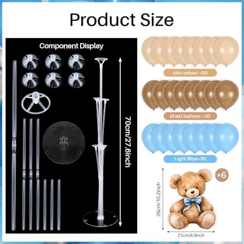 6 Sets Balloon Stand Kit for Table Blue Bear Baby Shower Tables Centerpieces with Balloon Boy Baby Shower Decor for Bear Theme Gender Reveal Birthday Party Table Decorations Supplies - Image 3