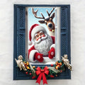 BlissYard Christmas Santa Claus and Reindeer Window Cover Deer Santa Claus Backdrop Photography Background Decoration Xmas Curtain Hanging Banner Holidays Christmas New Year Party Decoration by BlissYard